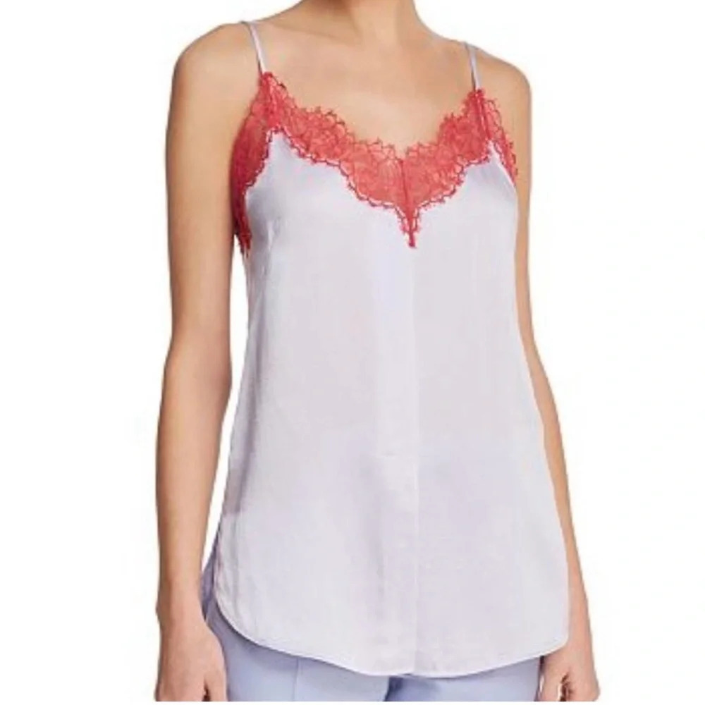 SANDRO LILAC SILK LACE CAMISOLE